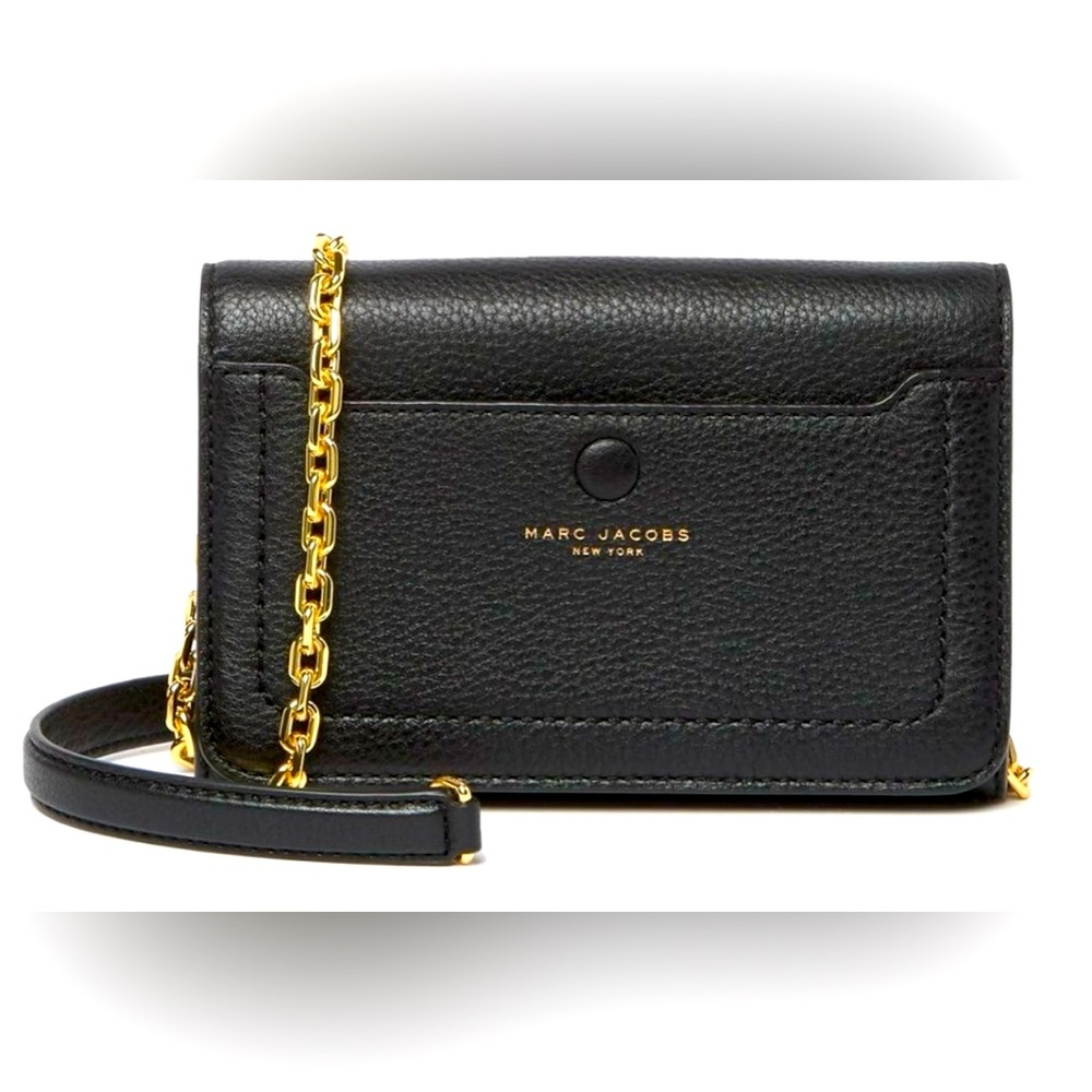 Marc Jacobs Black Leather Empire City Wallet XBody Strap